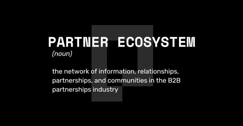 Captioned image. Partner ecosystem (noun): the network of information, relationships, partnerships, and communities in the B2B partnership industry