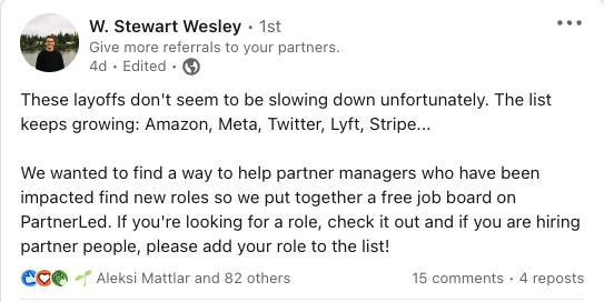 Stewart Wesley's list of partner led jobs