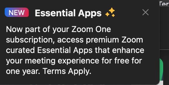 Screenshot of Zoom essentail apps.
