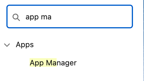 Salesforce Setup search results for 'App Ma'