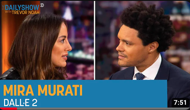 Mira Murati answers tough questions about the future of AI on The Daily Show with Trevor Noah.